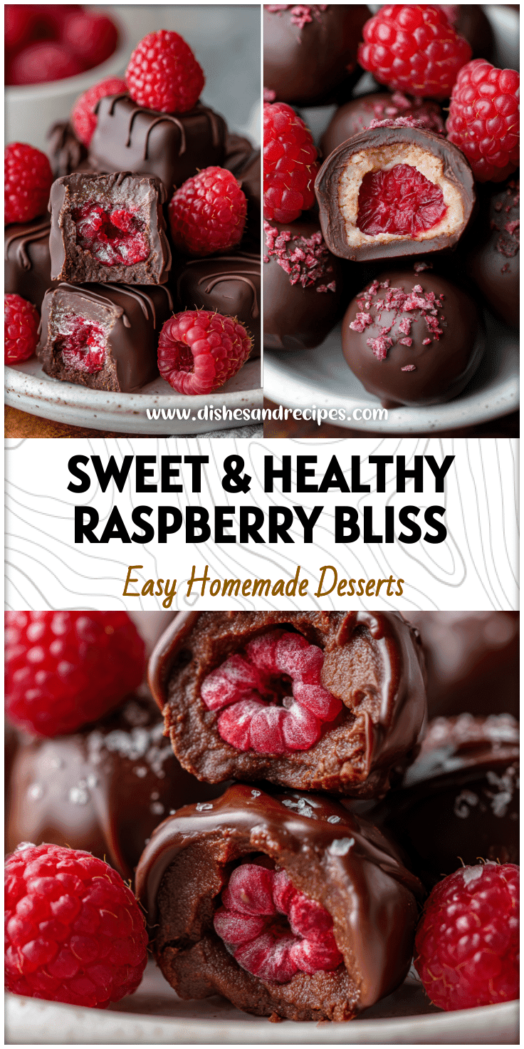 Chocolate Bites filled with fresh raspberries displayed on a white plate, styled in a Healthy Sweet Snacks Aesthetic Clean Food Crush look